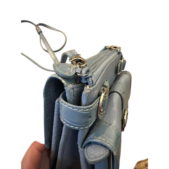 VTG Brighton Light Blue Leather Y2K Crossbody Purse | Everyday Bag QuietLuxury - Picture 3 of 6